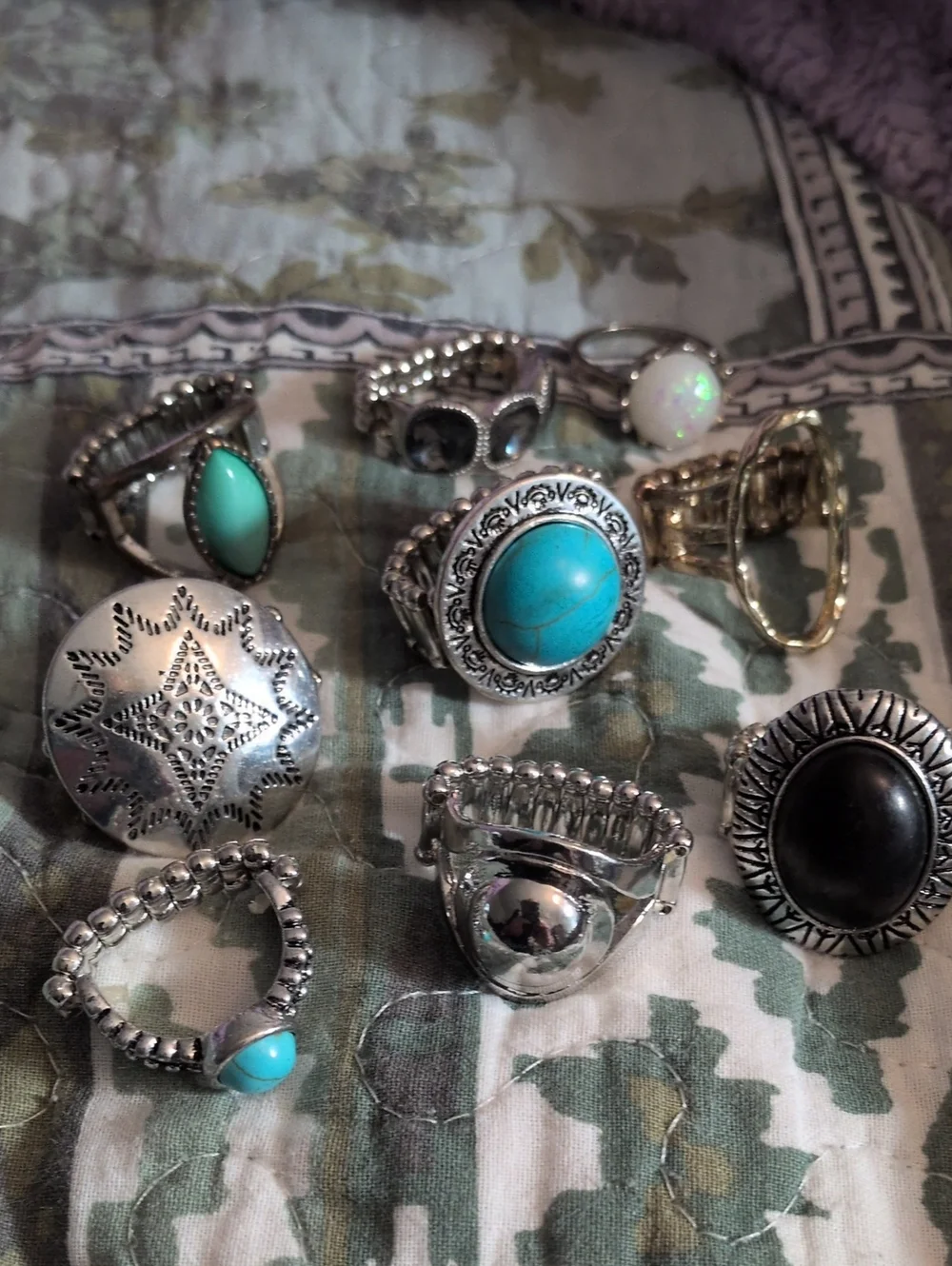 Paparazzi Boho Southwest Style Stretch Band Rings Lot - Set of 9